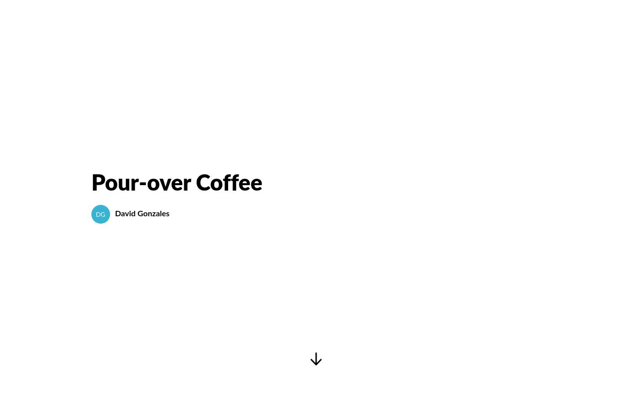 Opening screen of Pour-over Coffee